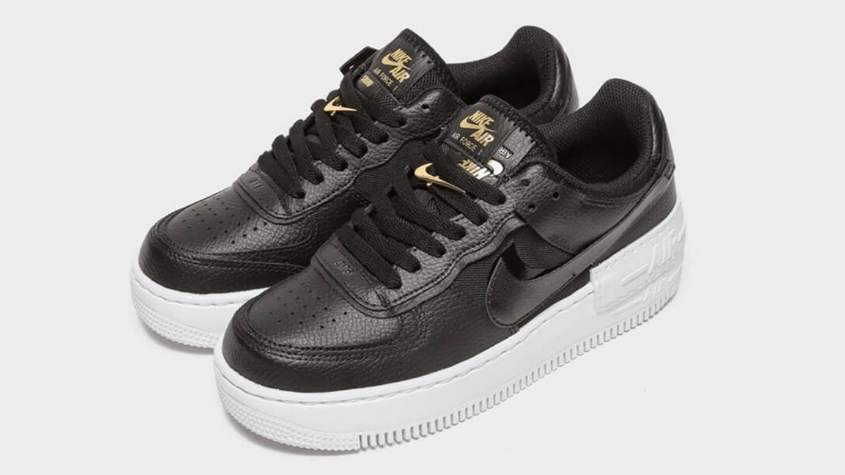 The Nike Air Force 1 Shadow 'Black/Gold' is a JD Exclusive