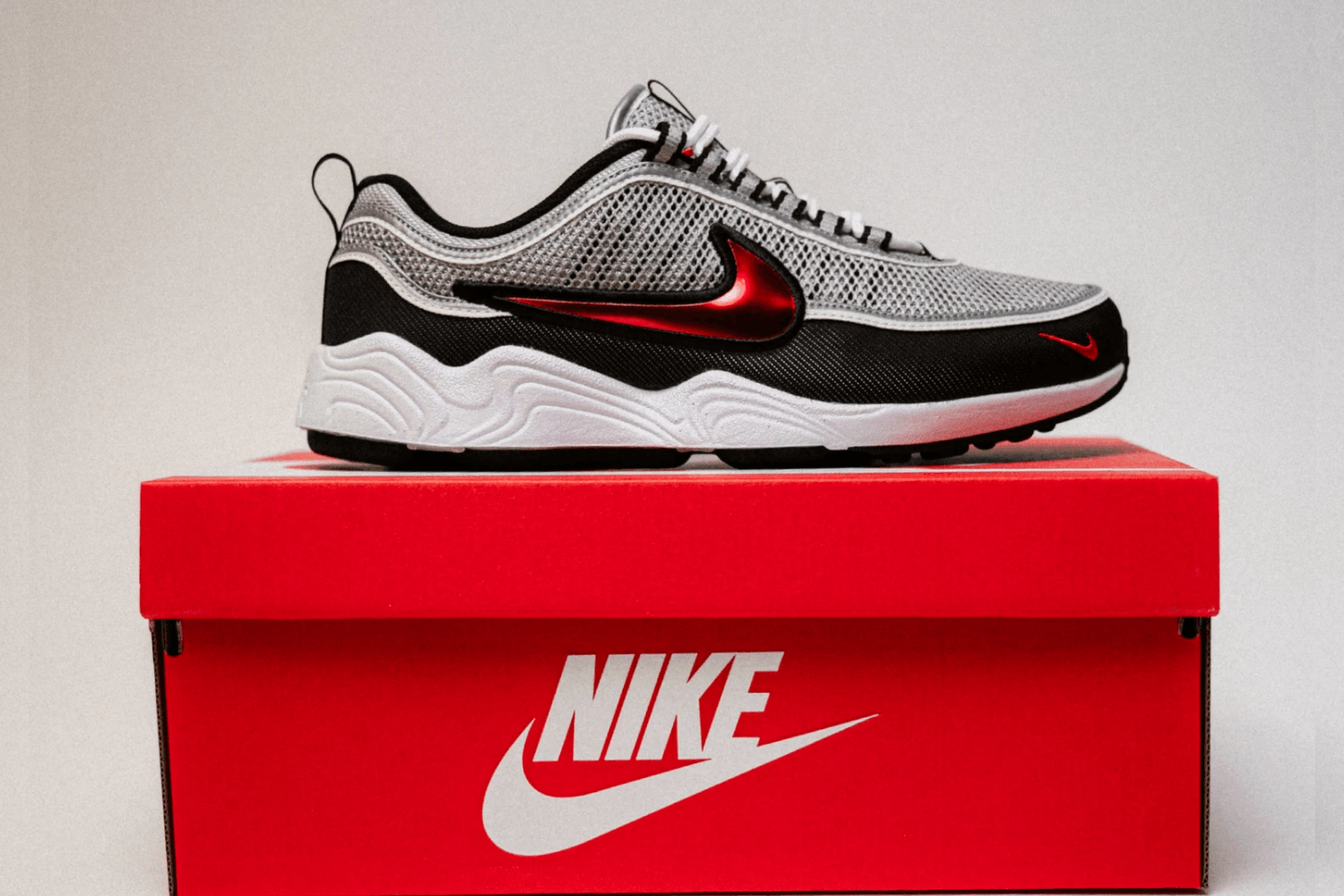 The Nike Air Zoom Spiridon returns in its OG 'Sport Red' colorway