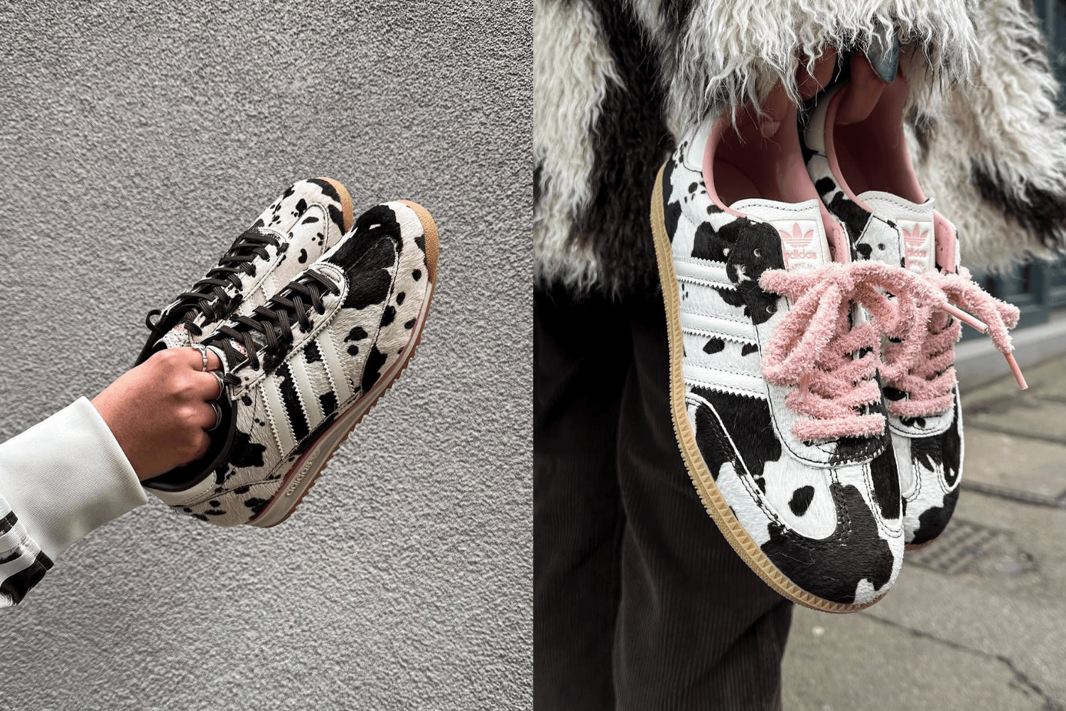 The animal print saga continues with the adidas Samba and SL72 'Cow Print'