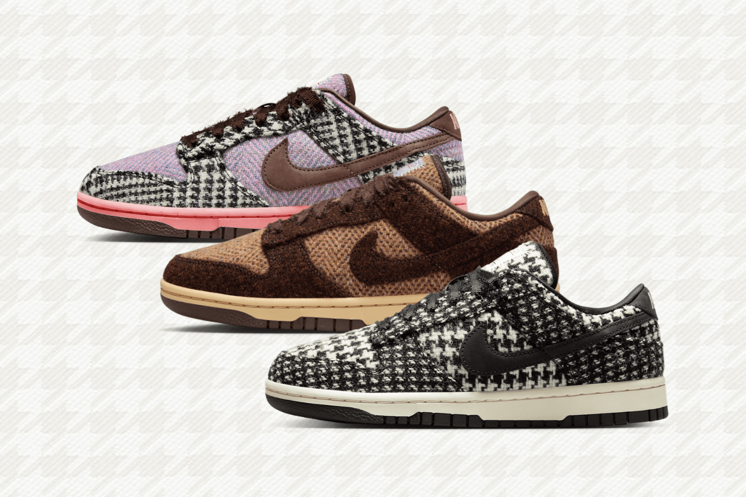 Harris Tweed Dresses Three Colorways of the Nike Dunk Low