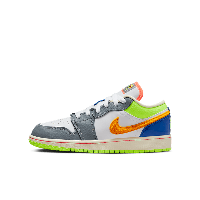Kids Air Jordan 1 Low GS Hoops WHITEGRAY Retro Basketball FB1835-181
