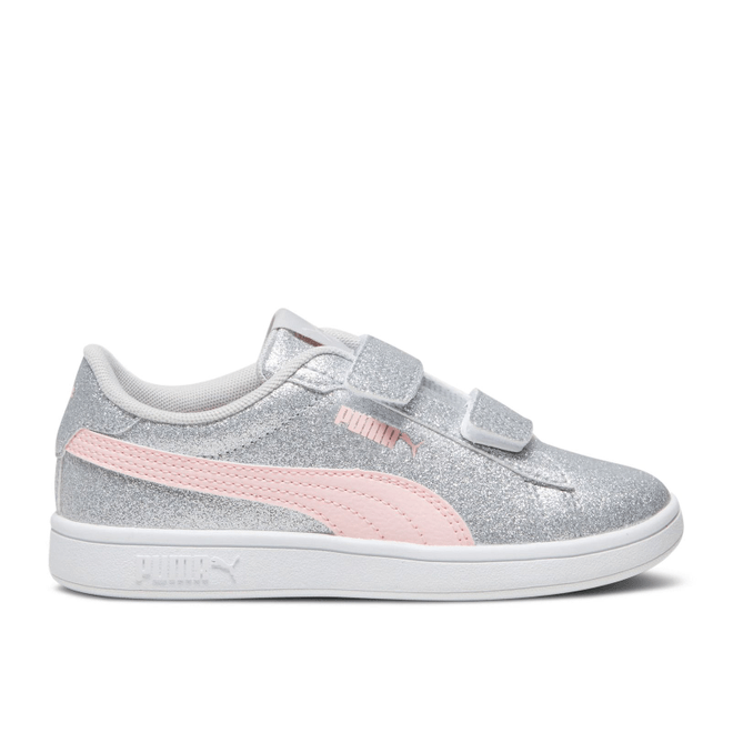 Puma Smash 3.0 Little Kid 'Glitz Glam - Glacial Grey Frosty Pink' 394686 02