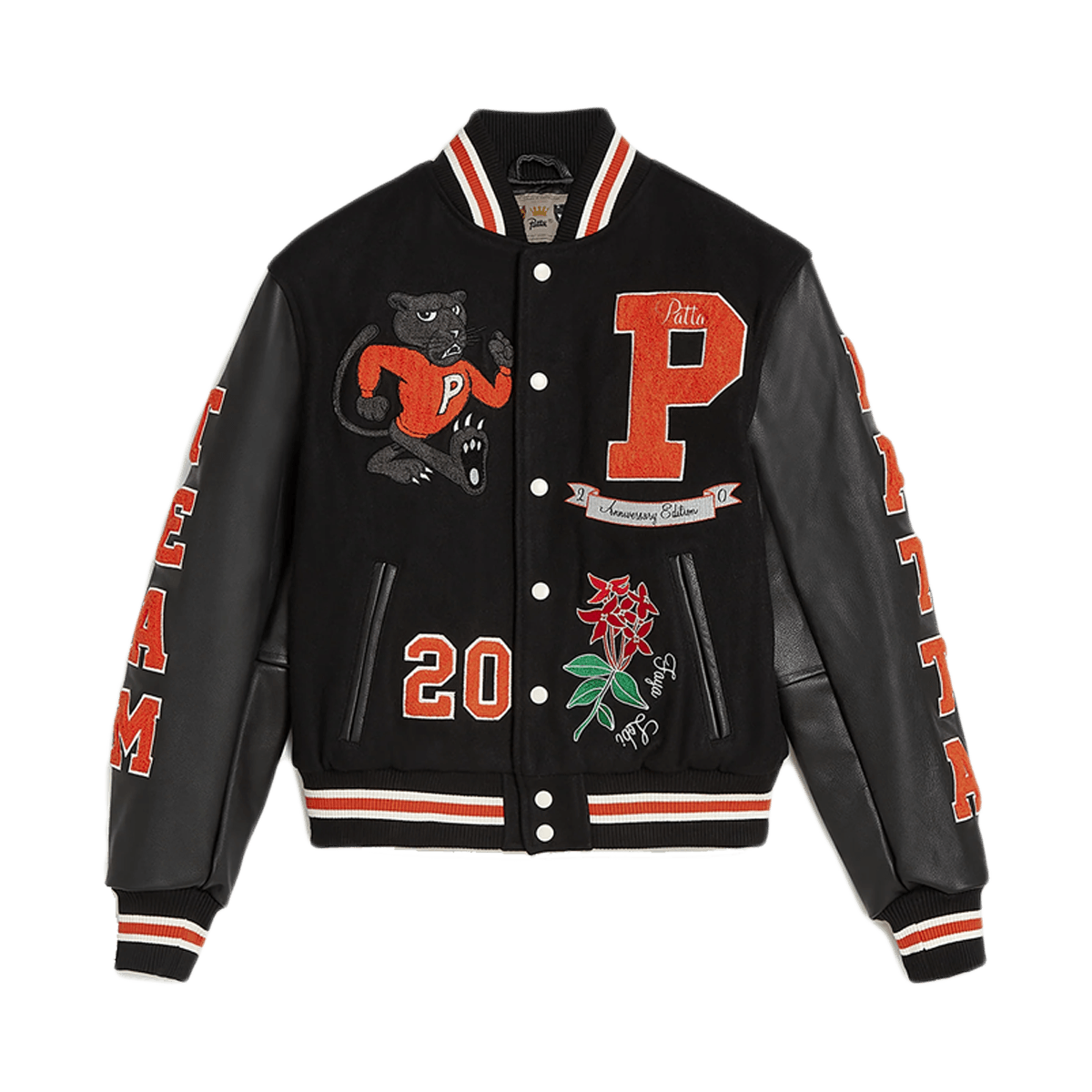 Patta 20th Anniversary Varsity Jacket 'Black & Orange' PSP-AW24-6000-350-0001-001