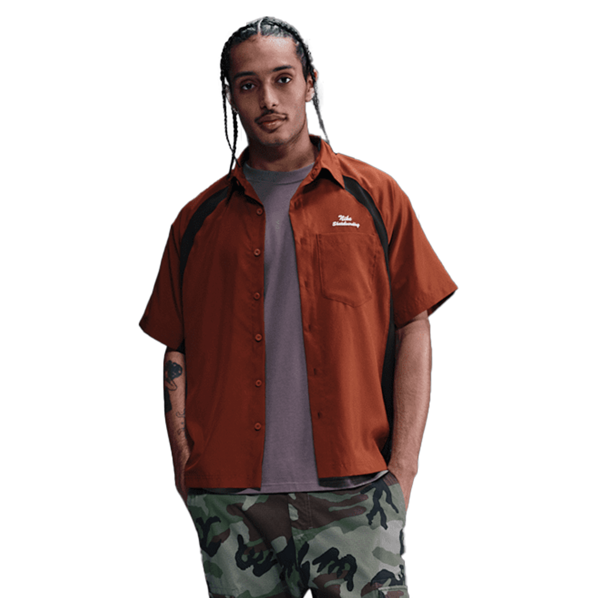 Nike SB Dri-FIT Woven Short-Sleeve Bowler Shirt 'Brown' HJ2958-245
