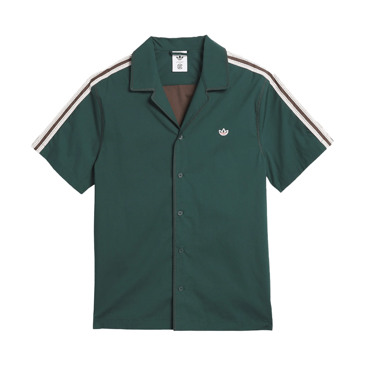 CLOT x adidas Bowling Shirt 'Green & Dark Brown' JP3870