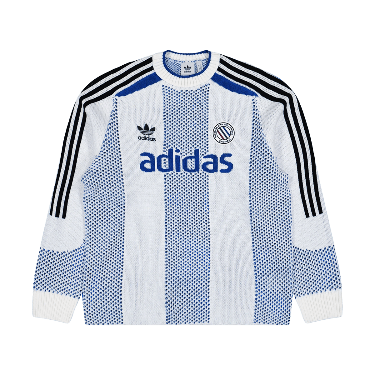 adidas Adicolor Blokecore LS Pullover 'White & Blue' KQ5085