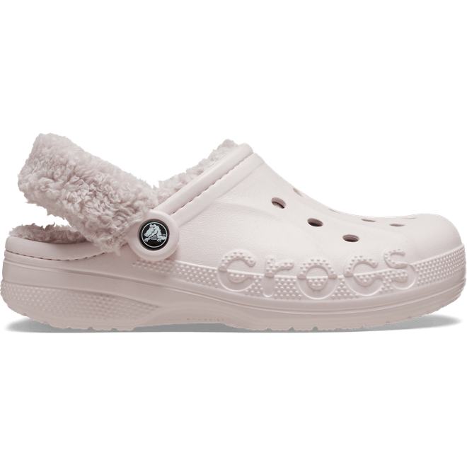Crocs Baya Lined Fuzz-Strap Clogs Barely Pink 206633-6PI