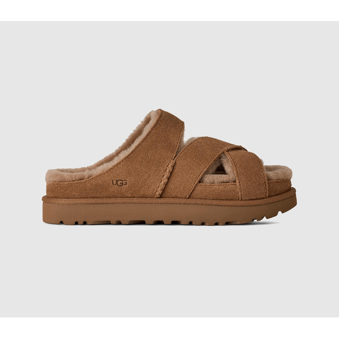 UGG® Greenport Cross Strap Slide Brown 1178470-CHE