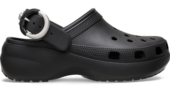 Crocs Classic Platform Studded Buckle Clogs 'Black' 214731-001