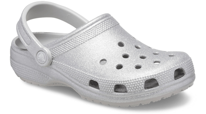 Crocs Unisex Classic Glitter Clogs Silver Glitter 205942-0IC
