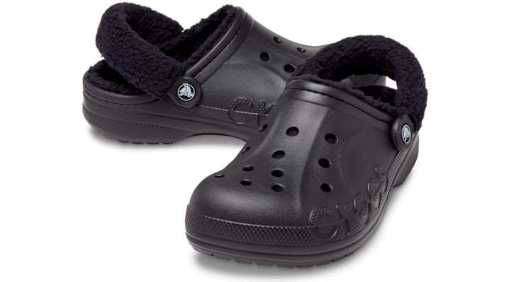 Crocs Baya Lined Fuzz-Strap Clogs Black 206633-060