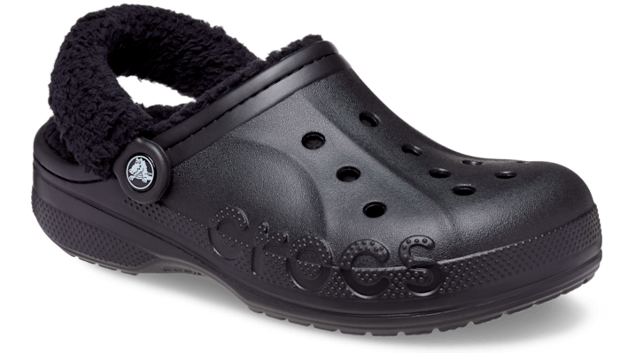 Crocs Baya Lined Fuzz-Strap Clogs Black 206633-060