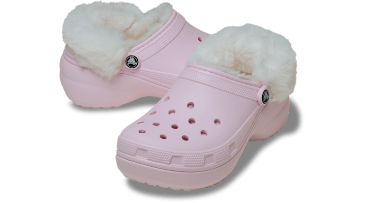 Crocs Women Classic Platform Fuzz Lined Clogs Pink Milk 212854-6ZW