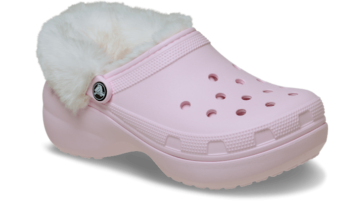 Crocs Women Classic Platform Fuzz Lined Clogs Pink Milk 212854-6ZW