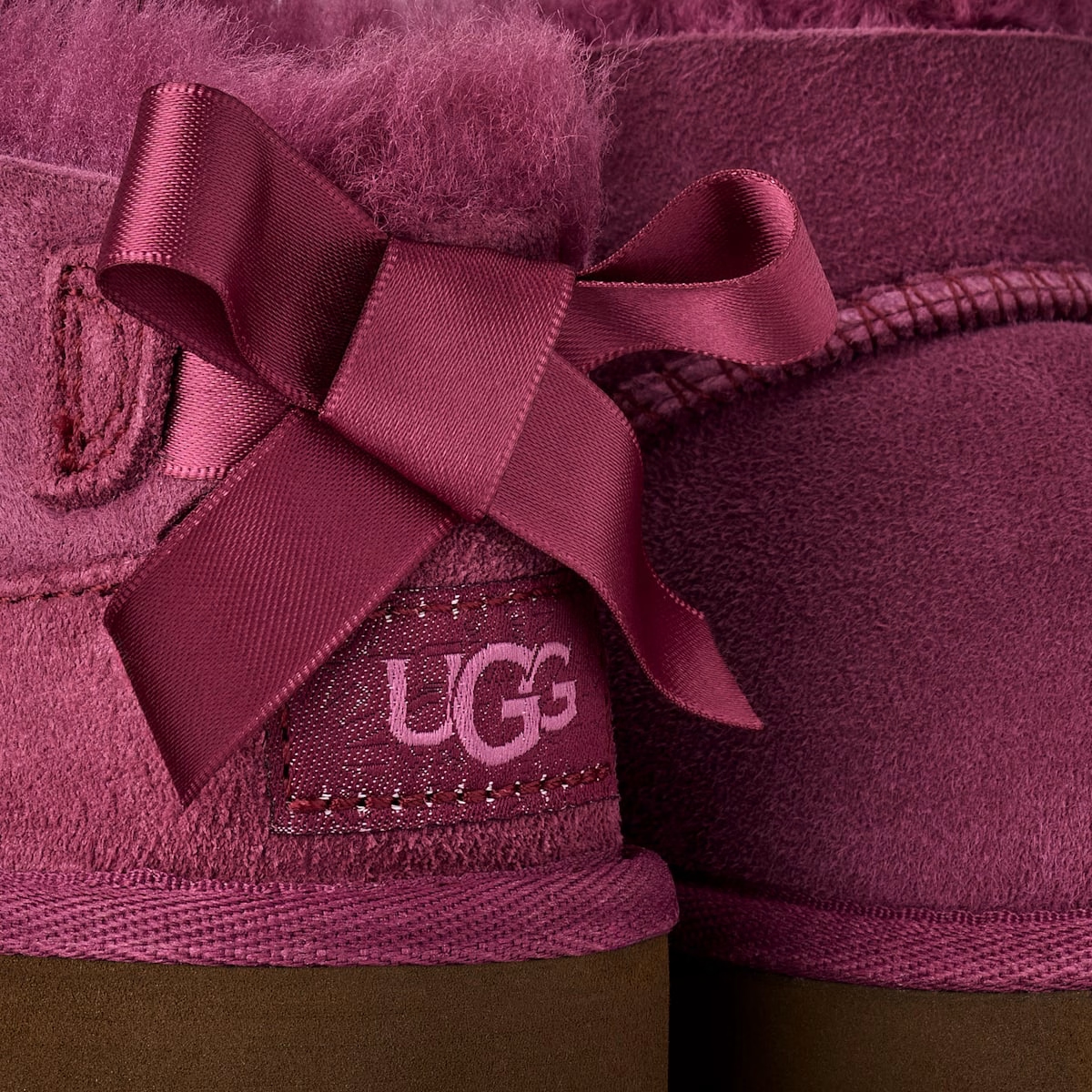 UGG® Ultra Mini Bailey Bow Boot 'Dark Winterberry' 1185920T-DKWN