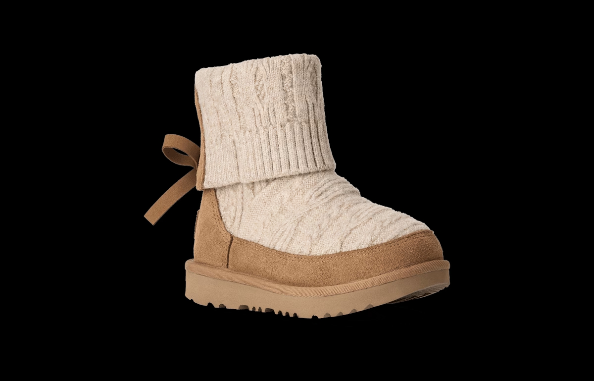UGG® Classic Mini Cabelle Knit Boot 'Natural & Chestnut' 1184256T-NHS
