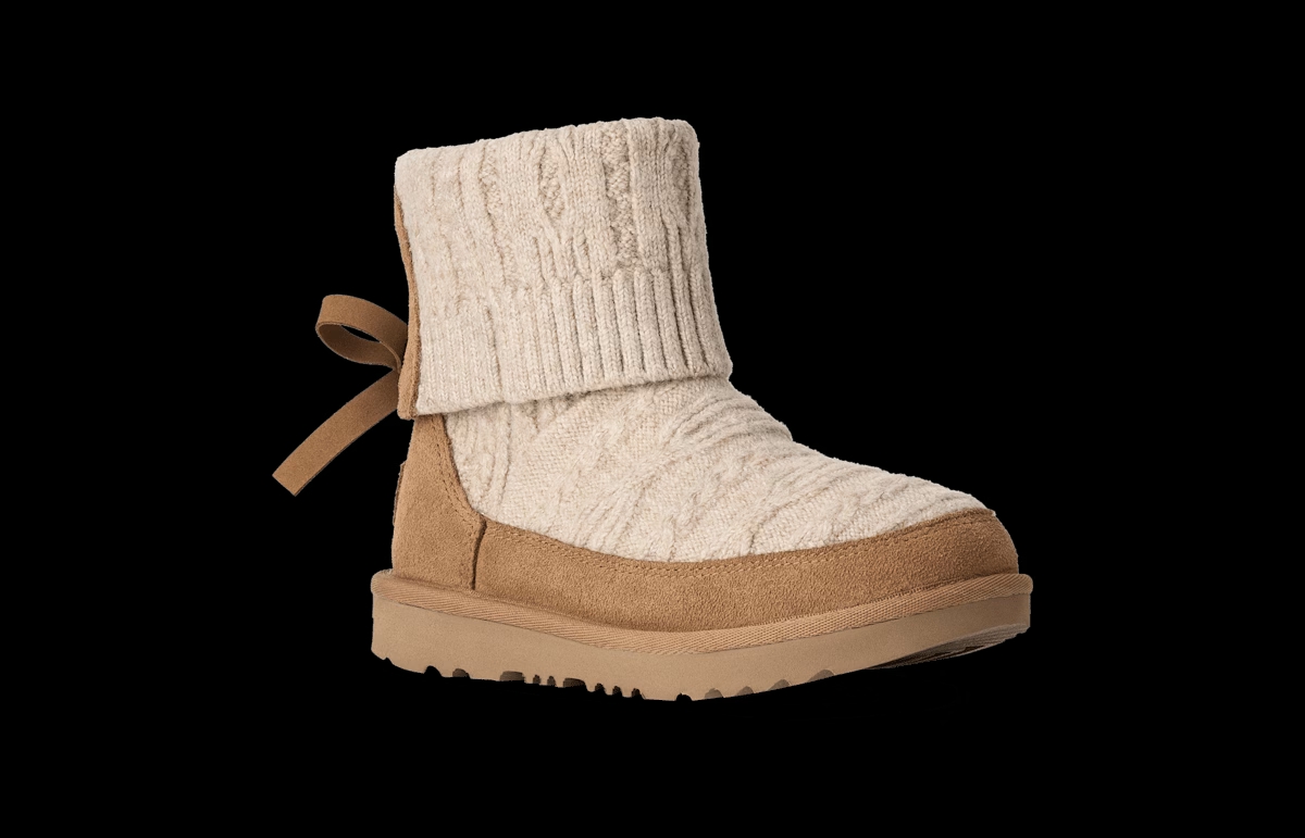 UGG® Classic Mini Cabelle Knit Boot 'Natural & Chestnut' 1184256K-NHS