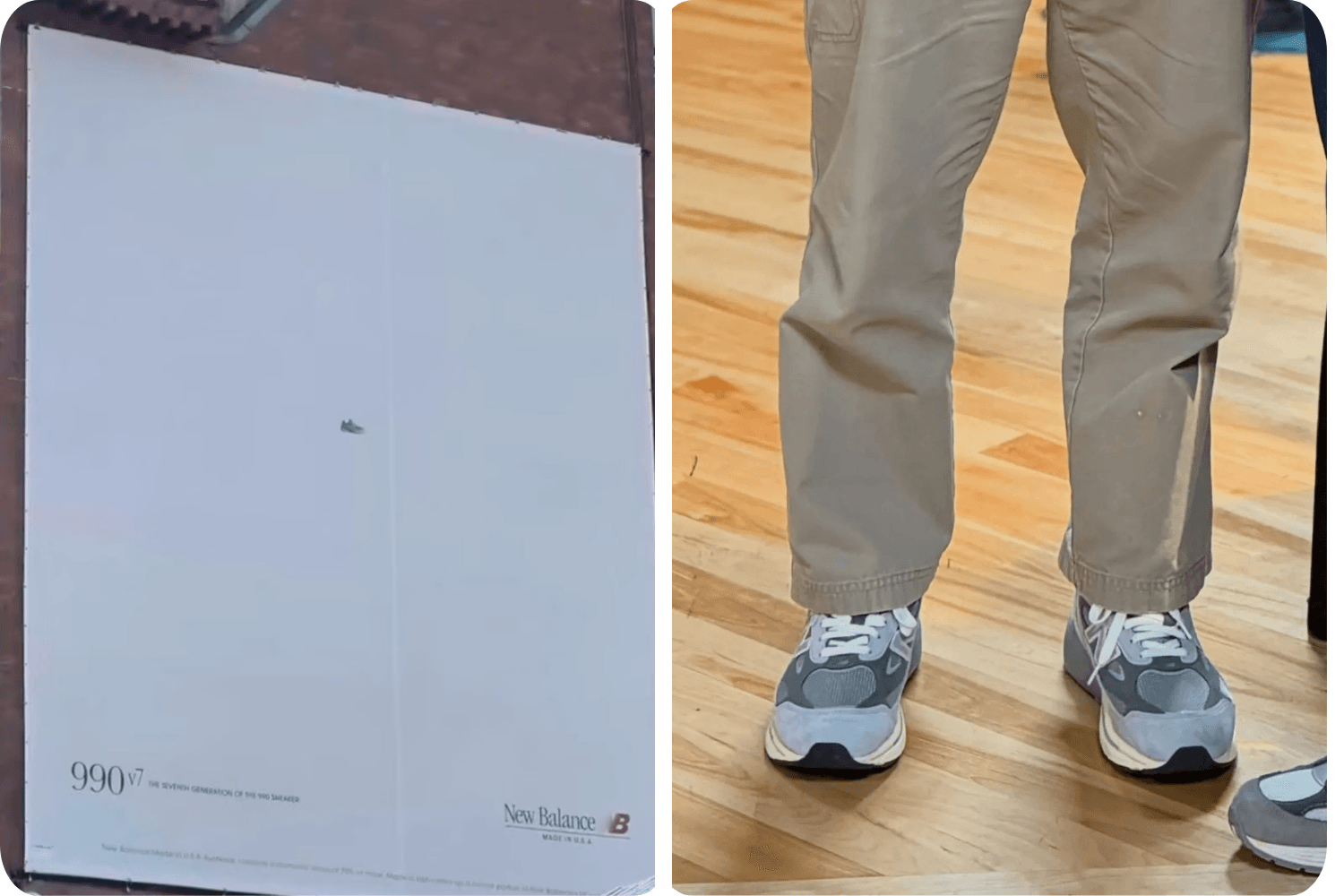 New Balance teast de 990v7 met minimalistisch NYC-billboard
