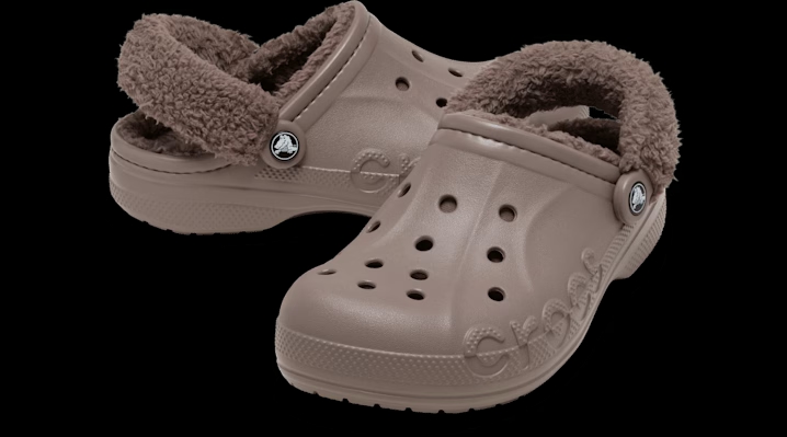 Crocs Baya Lined Fuzz-Strap Clogs 'Truffle' 206633-0LF