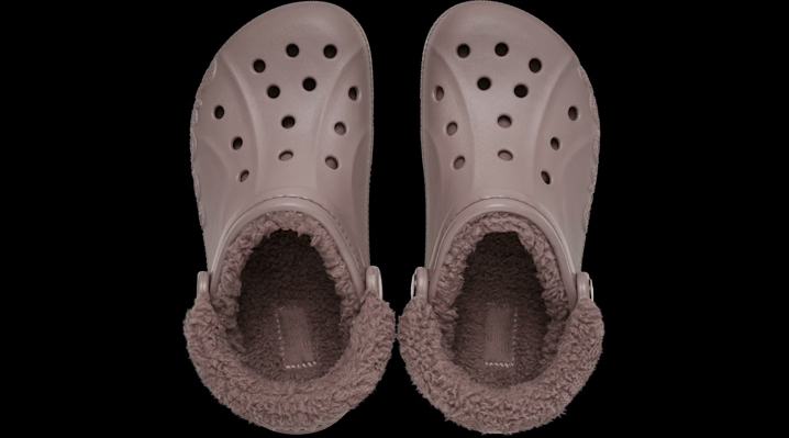 Crocs Baya Lined Fuzz-Strap Clogs 'Truffle' 206633-0LF