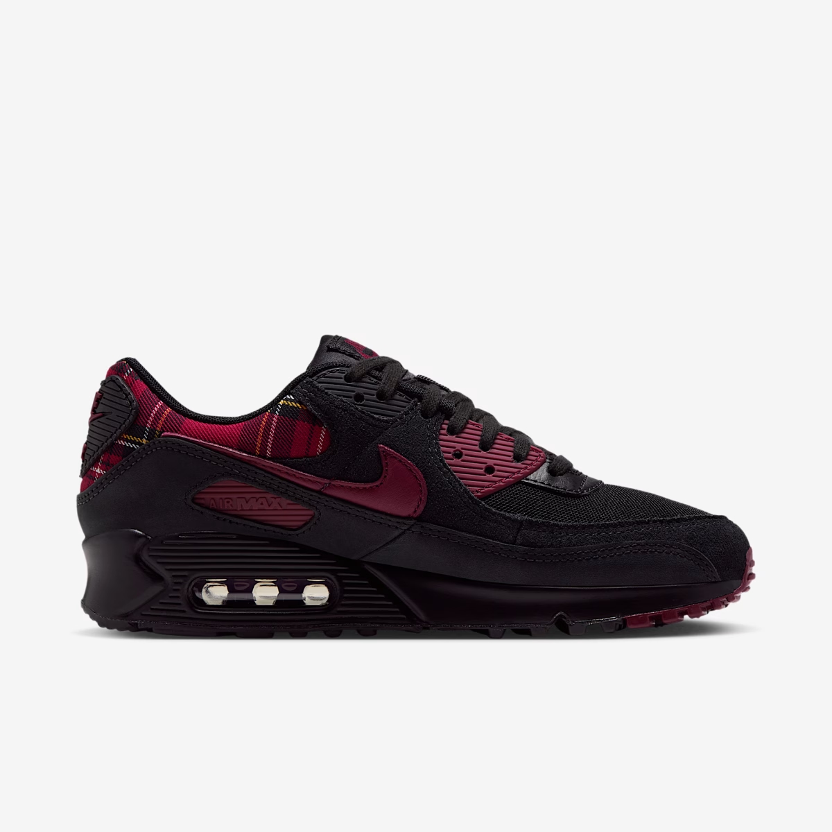 Nike Air Max 90 'Black & Tough Red' - Plaid Pack IR5598-002