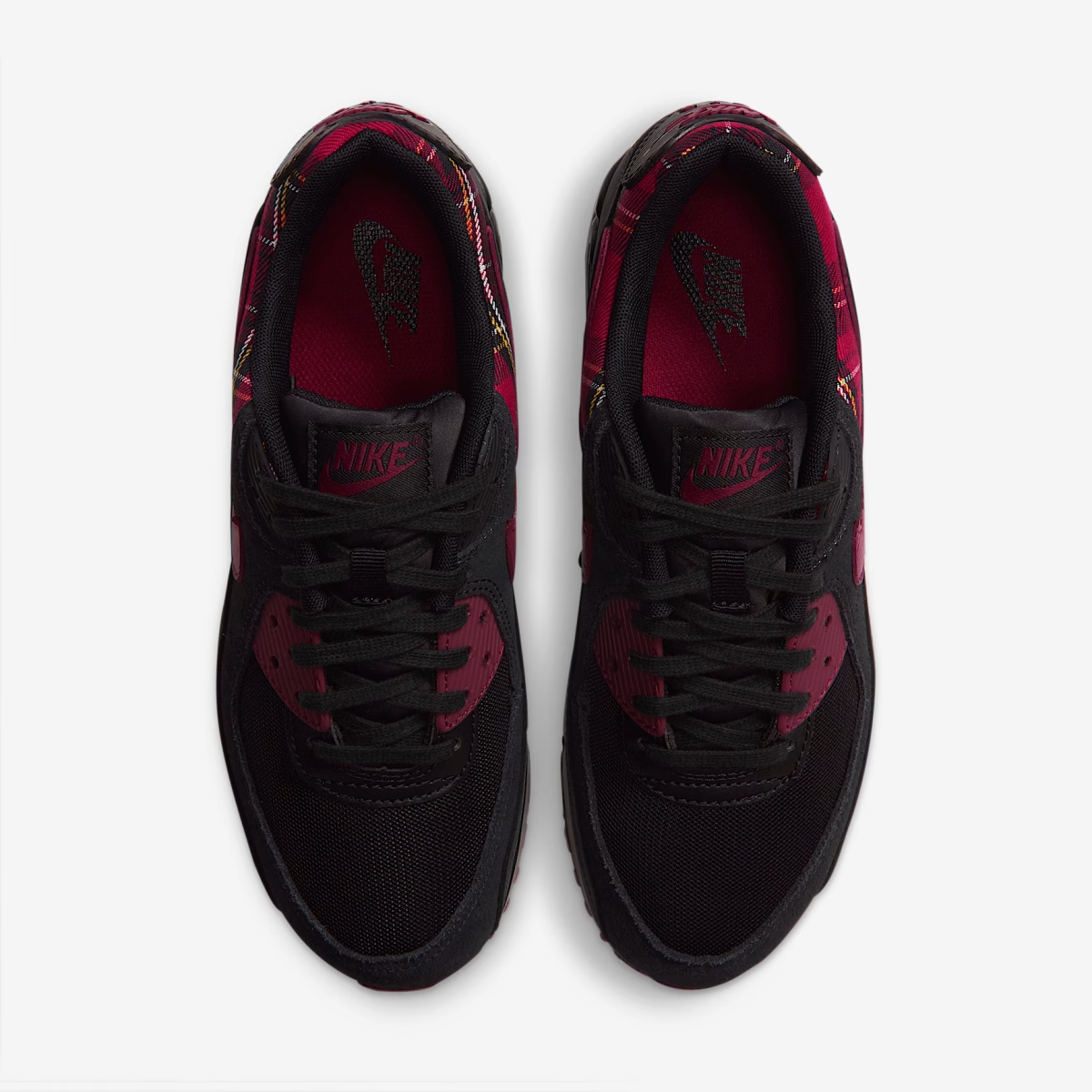Nike Air Max 90 'Black & Tough Red' - Plaid Pack IR5598-002