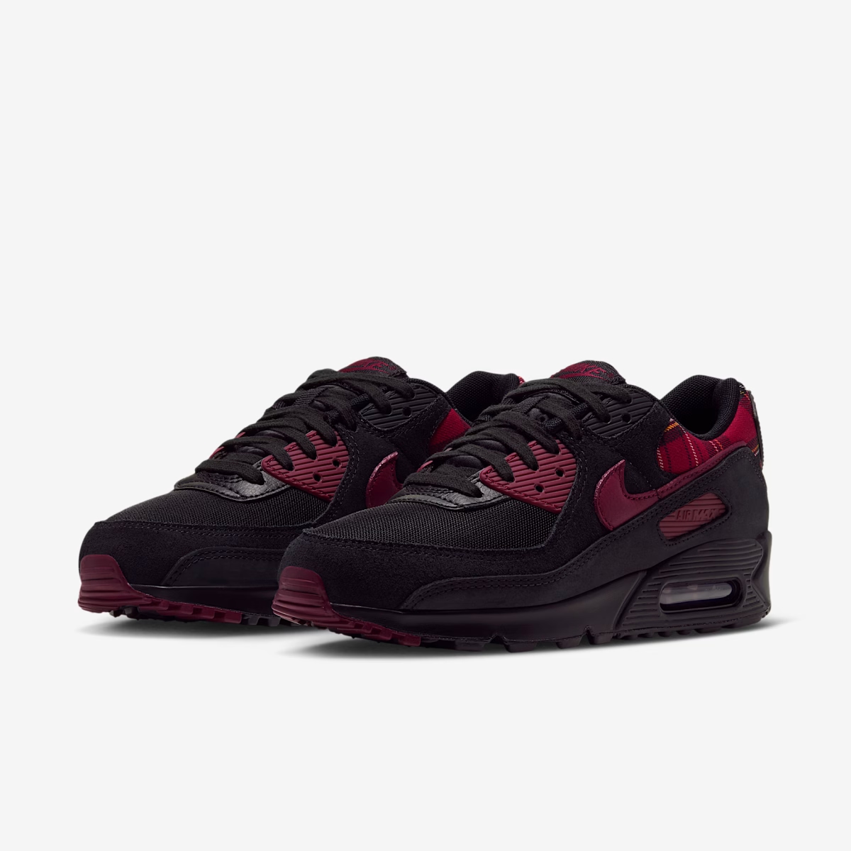 Nike Air Max 90 'Black & Tough Red' - Plaid Pack IR5598-002