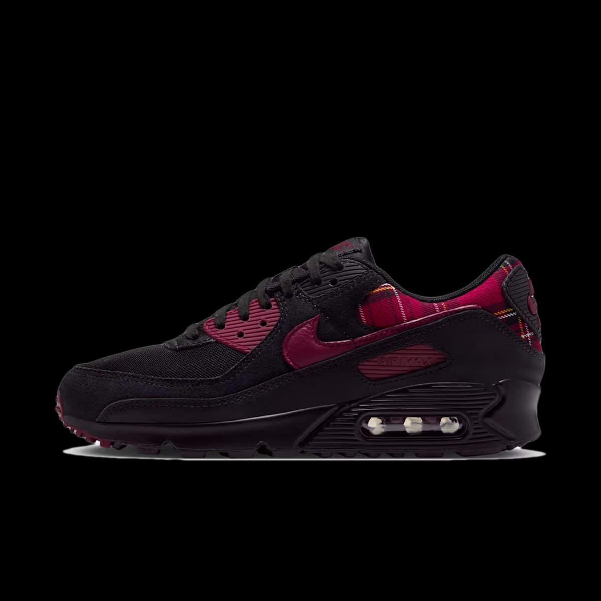 Nike Air Max 90 'Black & Tough Red' - Plaid Pack IR5598-002