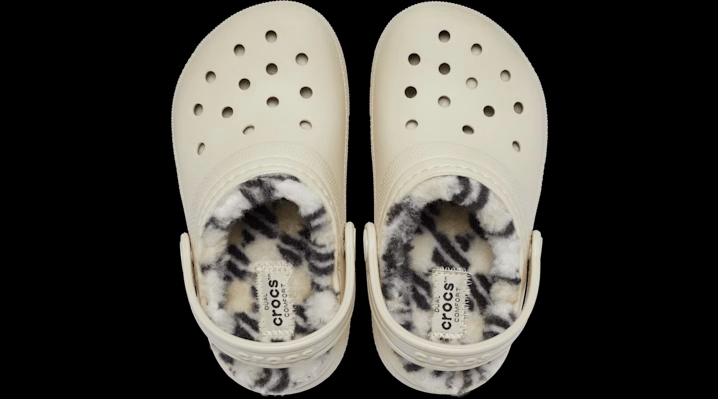Crocs Toddlers Classic Plaid Lined Clogs 'Bone' 215002-2Y2