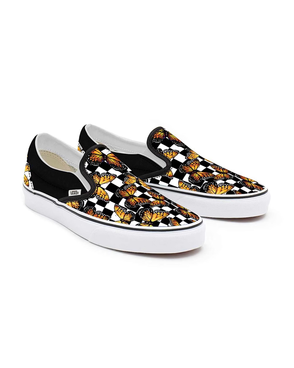 Vans Gepersonaliseerde Butterfly Checkerboard Slip-On VN0A3VC0821