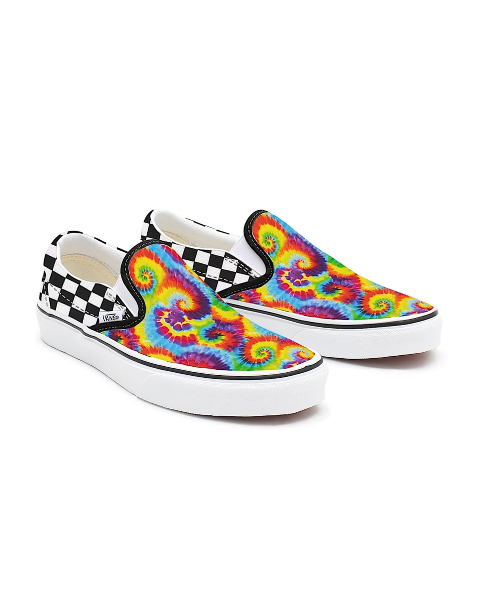 Vans Gepersonaliseerde Rainbow Tie Dye Checkerboard Slip-on VN0A3CST683