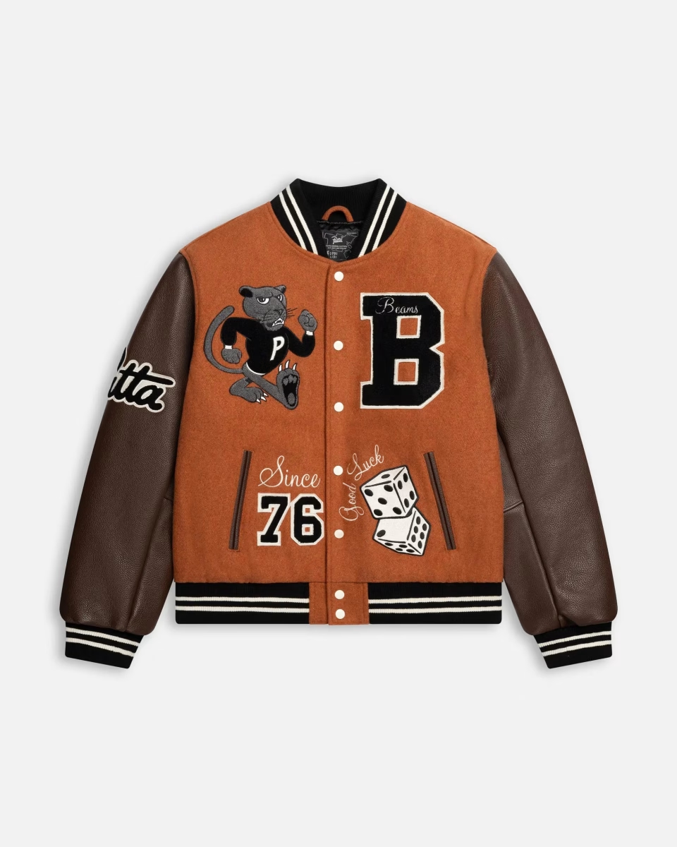 Patta x Beams 50th Anniversary Varsity Jacket 'Potter's Clay' PSP-PB26-6000-350-0034-090