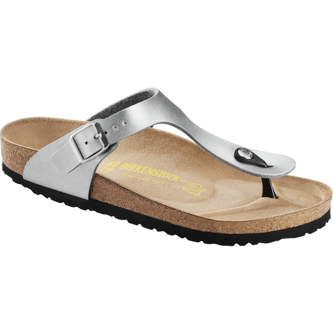 Birkenstock Gizeh Birko Flor Womens Silver Sandals 43851