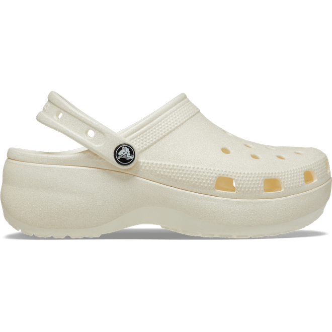 Crocs Women Classic Platform Glitter Clogs Chalk 207241-0WV