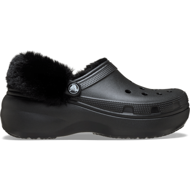 Crocs Women Classic Platform Fuzz Lined Clogs Black 212854-001