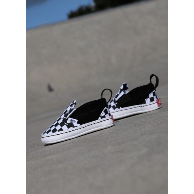 Vans Kids Slip On V Crib Black White Che VN0A2XSLFB71