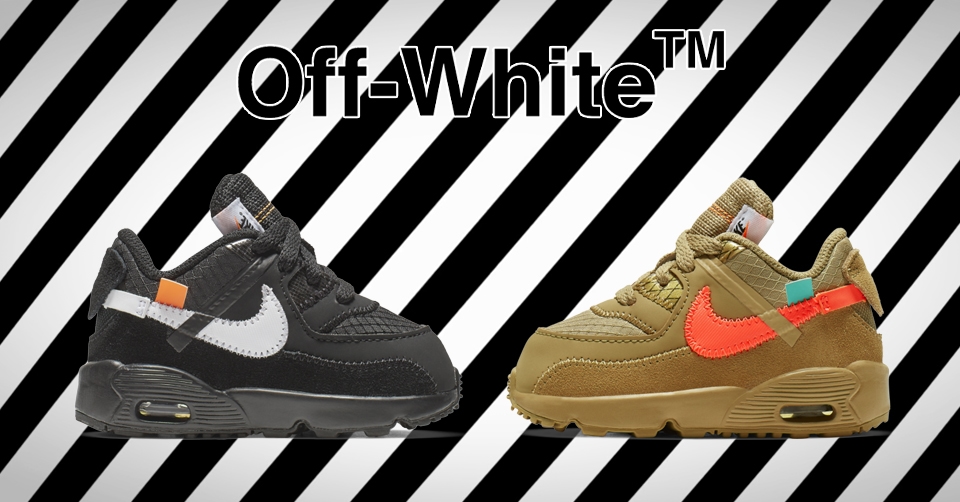 De Off-White X Nike Air Max 90 sneakers komen ook voor kids