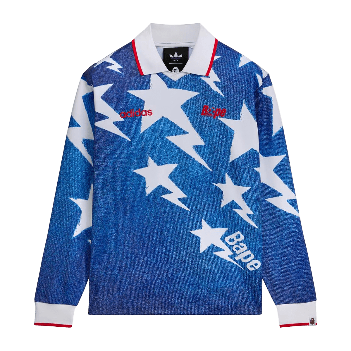 BAPE x adidas Long Sleeve Star Jersey 'Medium Blue Denim' KF4913