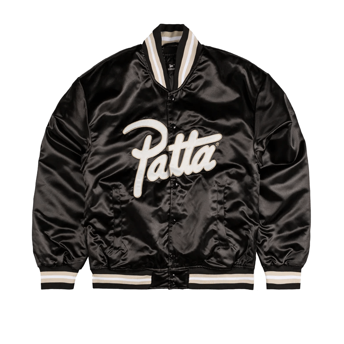 Patta Script Logo Satin Varsity Jacket 'Black' POC-AW25-5000-348-0016-001