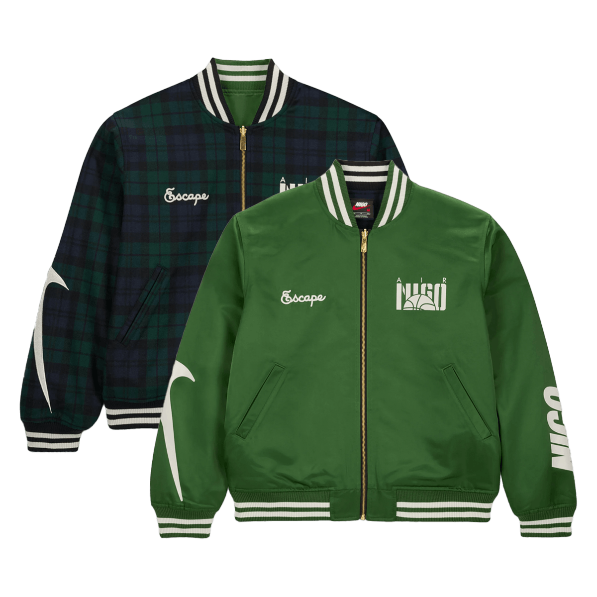 Nigo x Nike Reversible Varsity Jacket 'Green' - College Pack HQ7525-335