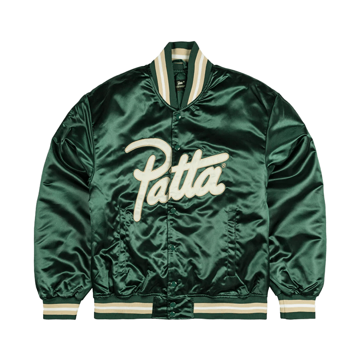 Patta Script Logo Satin Varsity Jacket 'Green' POC-AW25-5000-348-0016-201