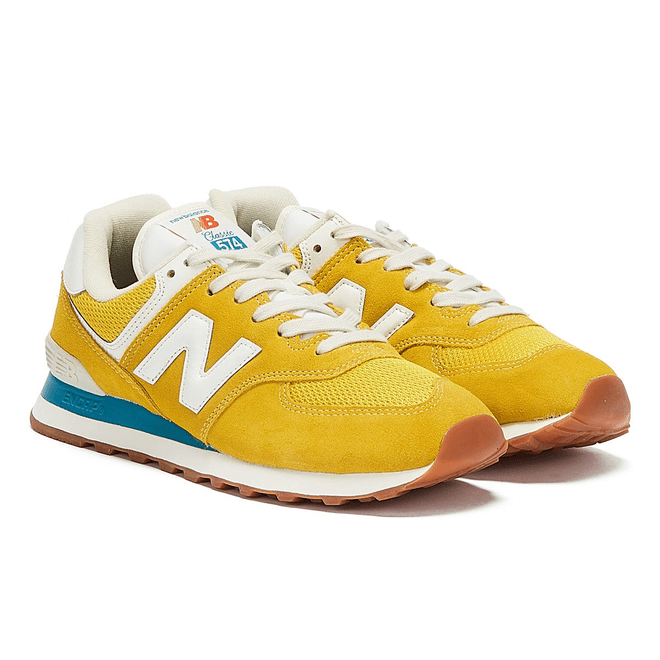 New Balance 574 Mens Yellow / Blue Trainers ML574HB2