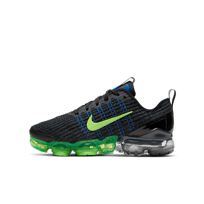 Nike Air VaporMax Flyknit 3 Black Blue Volt (GS) DD9718-001