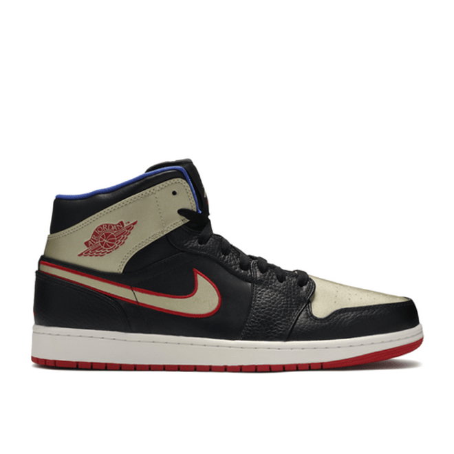 Air Jordan 1 Mid 'Black Gold Red' 554724-013