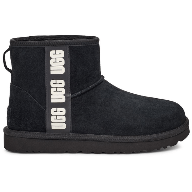 UGG Classic Mini Side Logo Boot Black White (Women's) 1122558-BWHT
