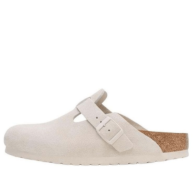 Birkenstock Boston Soft Footbed Suede Leather Narrow Fit Sandals 'Antique White' 1027693