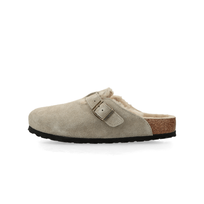 Birkenstock Boston Shearling Suede Leather/Fur "Taupe" 1028289