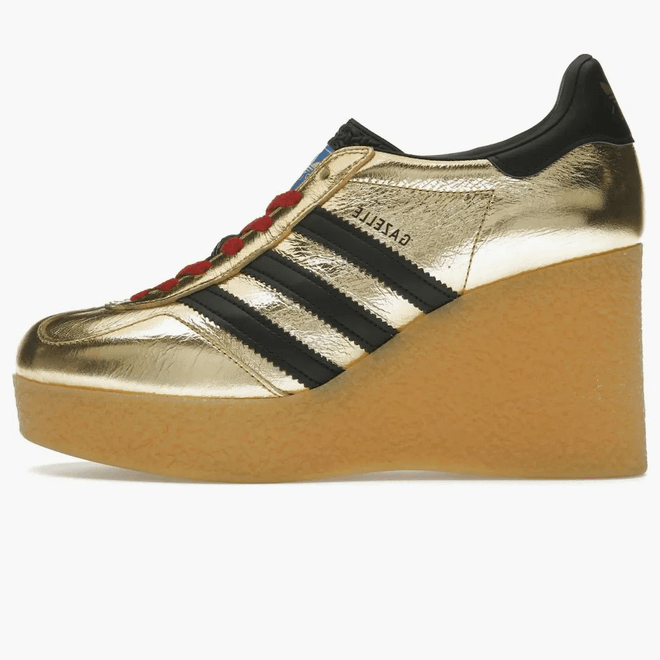 adidas x Gucci Gazelle Wedge Gold Metallic Black (Women's) 725628 AAA2M 8043