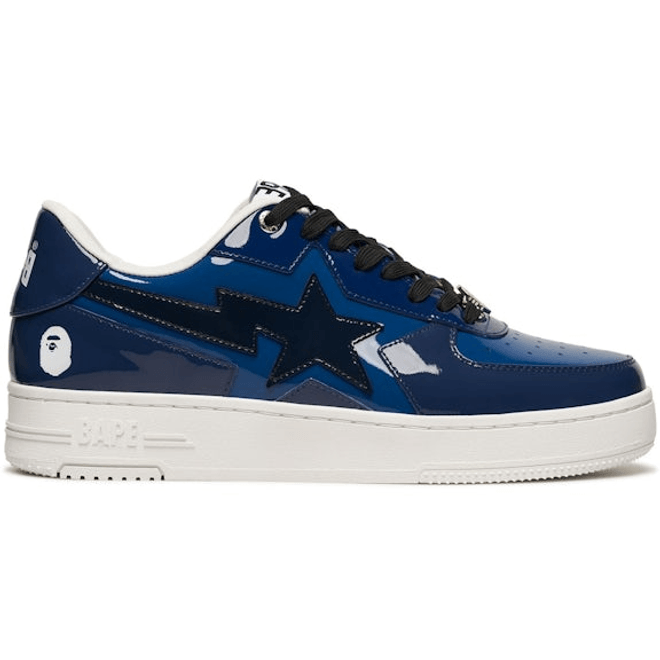 A Bathing Ape Bape Sta Icon Low Navy Blue Patent 1K80-191-308-NVY