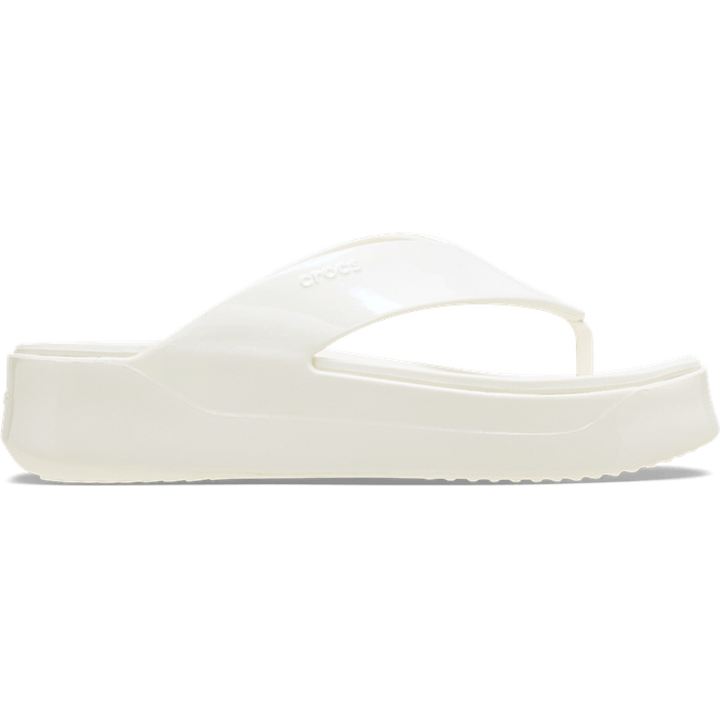 Crocs Women Getaway Platform Patent Flips Chalk  211478-0WV